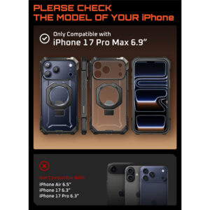 Supcase UB Grip hoesje geschikt voor iPhone 17 Pro Max met MagSafe – Zwart Transparant - 3