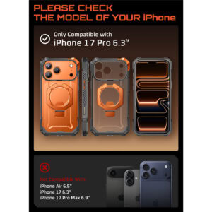 Supcase UB Grip hoesje geschikt voor iPhone 17 Pro met MagSafe – Oranje Transparant - 3