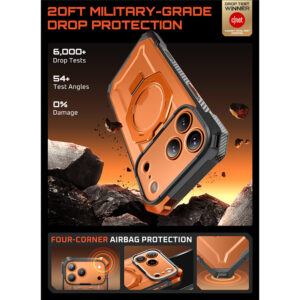 Supcase UB Grip hoesje geschikt voor iPhone 17 Pro met MagSafe – Oranje Transparant - 4