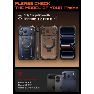 Supcase UB Grip hoesje geschikt voor iPhone 17 Pro met MagSafe – Zwart Transparant - 3