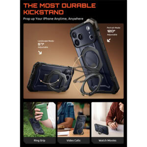 Supcase UB Grip hoesje geschikt voor iPhone 17 Pro met MagSafe – Zwart Transparant - 5