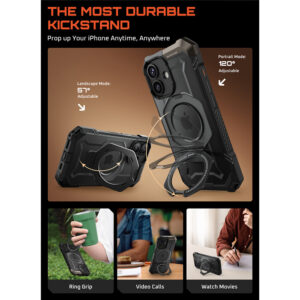 Supcase UB Grip hoesje geschikt voor iPhone 17 met MagSafe – Zwart Transparant - 5
