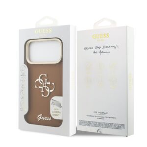 Guess 4G Logo met Camerastand functie iPhone 17 Pro Max hoesje – Bruin - 6