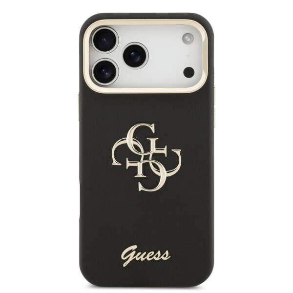 Guess 4G Logo met Camerastand functie iPhone 17 Pro Max hoesje - Zwart