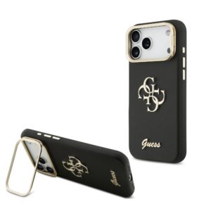 Guess 4G Logo met Camerastand functie iPhone 17 Pro Max hoesje – Zwart - 1