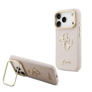 Guess 4G Logo met Camerastand functie iPhone 17 Pro hoesje – Roze - 1