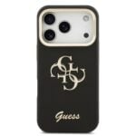 Guess 4G Logo met Camerastand functie iPhone 17 Pro hoesje - Zwart