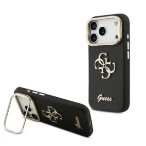Guess 4G Logo met Camerastand functie iPhone 17 Pro hoesje – Zwart - 1