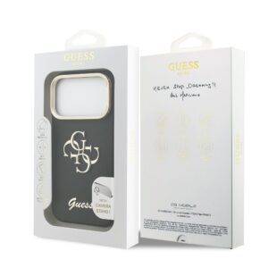 Guess 4G Logo met Camerastand functie iPhone 17 Pro hoesje – Zwart - 6