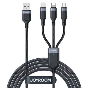 Joyroom Multi-Use 3.5A 3-in-1 Kabel – USB-A naar Lightning en Type-C en Micro-USB – 1,2 m – Zwart Main Image