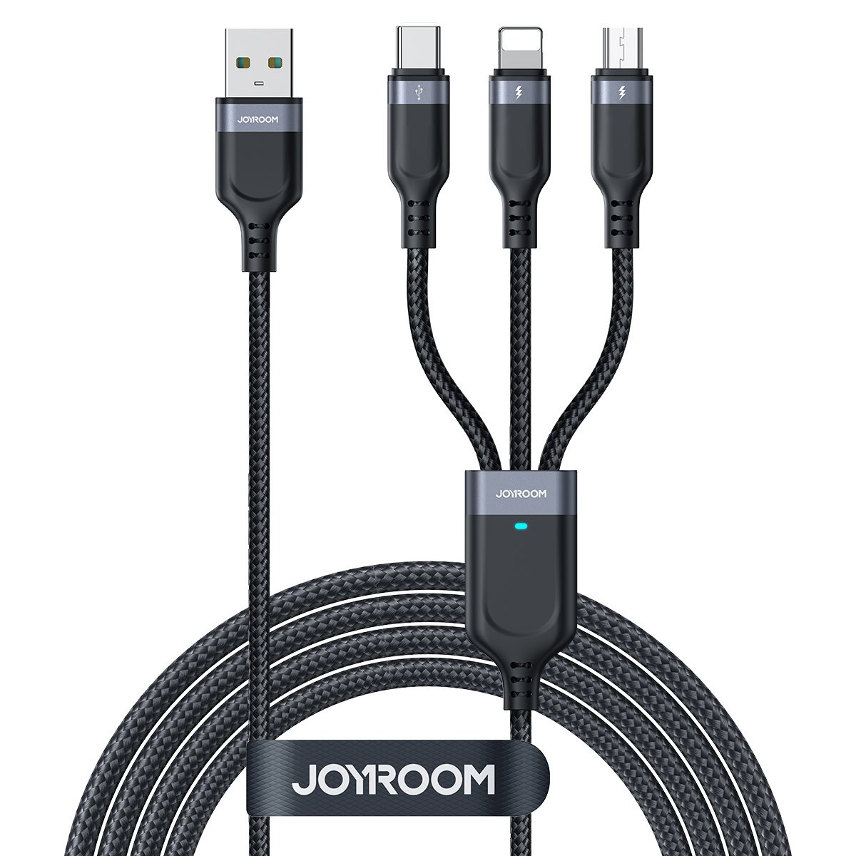 Joyroom Multi-Use 3.5A 3-in-1 Kabel – USB-A naar Lightning en Type-C en Micro-USB – 1,2 m – Zwart 1 Joyroom Multi-Use 3.5A 3-in-1 Kabel – USB-A naar Lightning en Type-C en Micro-USB – 1,2 m – Zwart 1