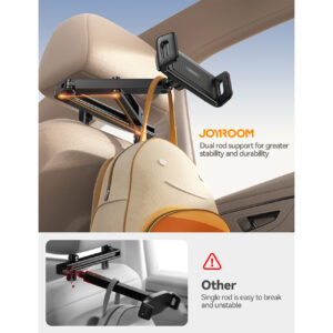 Joyroom tablet/telefoon houder hoofdsteun – 70–158 mm – Zwart - 1