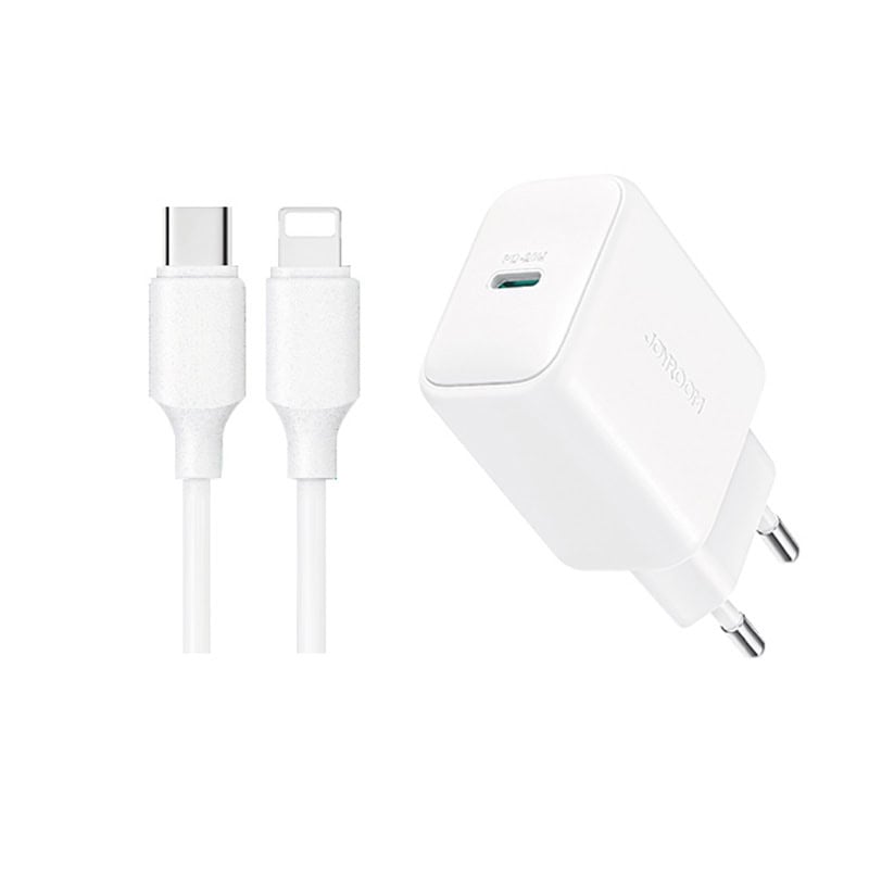 Joyroom – USB‑C PD 20W snellader + USB‑C naar Lightning kabel 1 meter – Wit 1 Joyroom – USB‑C PD 20W snellader + USB‑C naar Lightning kabel 1 meter – Wit 1