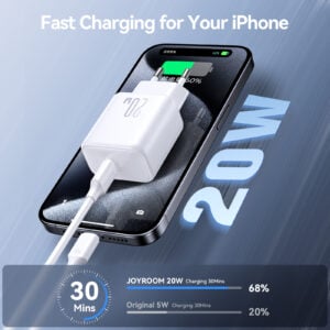 Joyroom – USB‑C PD 20W snellader + USB‑C naar Lightning kabel 1 meter – Wit - 2