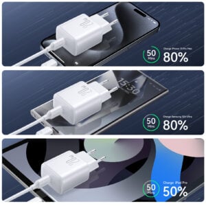 Joyroom – USB‑C PD 20W snellader + USB‑C naar Lightning kabel 1 meter – Wit - 6