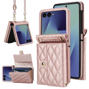Solidenz Fashion Portemonnee hoesje met koord Samsung Galaxy Z Flip 7 – Roségoud Main Image