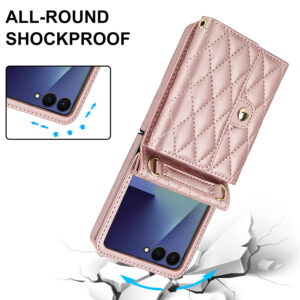 Solidenz Fashion Portemonnee hoesje met koord Samsung Galaxy Z Flip 7 – Roségoud - 9