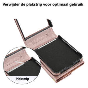Solidenz Fashion Portemonnee hoesje met koord Samsung Galaxy Z Flip 7 – Roségoud - 3