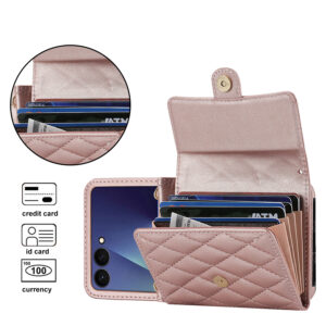 Solidenz Fashion Portemonnee hoesje met koord Samsung Galaxy Z Flip 7 – Roségoud - 4