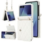 Solidenz Fashion Portemonnee hoesje met koord Samsung Galaxy Z Flip 7 - Wit