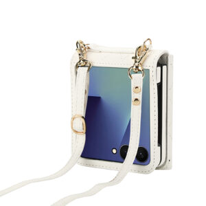 Solidenz Fashion Portemonnee hoesje met koord Samsung Galaxy Z Flip 7 – Wit - 9