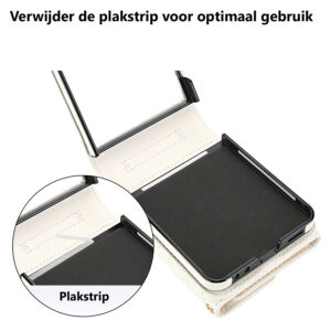 Solidenz Fashion Portemonnee hoesje met koord Samsung Galaxy Z Flip 7 – Wit - 3