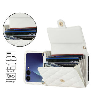 Solidenz Fashion Portemonnee hoesje met koord Samsung Galaxy Z Flip 7 – Wit - 5
