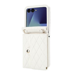 Solidenz Fashion Portemonnee hoesje met koord Samsung Galaxy Z Flip 7 – Wit - 7