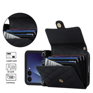 Solidenz Fashion Portemonnee hoesje met koord Samsung Galaxy Z Flip 7 – Zwart - 4