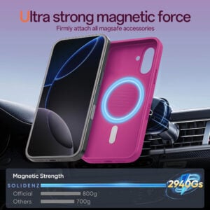Solidenz Roze Siliconen iPhone 16 hoesje met MagSafe – Royal Fuchsia - 4