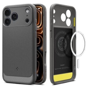 Spigen Rugged Armor Mag backcover iPhone 17 Pro – Grijs – MagSafe compatibel