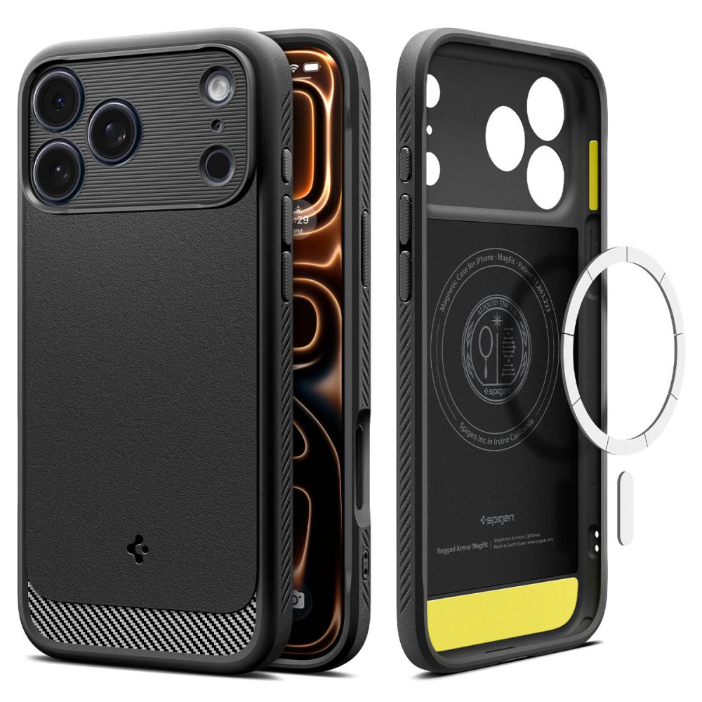 Spigen Rugged Armor Mag backcover iPhone 17 Pro – Zwart – MagSafe compatibel 1