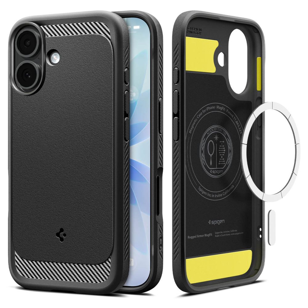 Spigen Rugged Armor Mag backcover iPhone 17 – Zwart – MagSafe compatibel 1