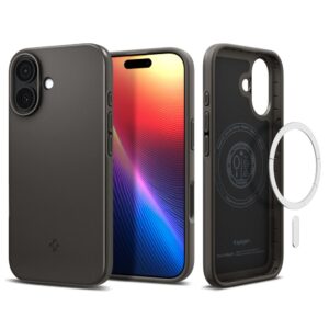 Spigen Thin Fit Mag backcover iPhone 17 – Gunmetal – MagSafe compatibel