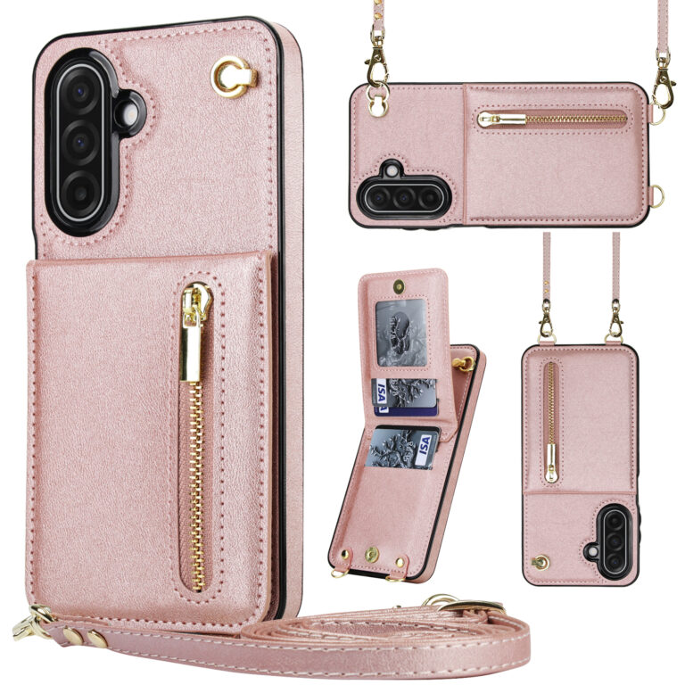 Solidenz Fashion Portemonnee hoesje met koord Samsung Galaxy A17 - Roségoud