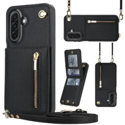 Solidenz Fashion Portemonnee hoesje met koord Samsung Galaxy A17 - Zwart