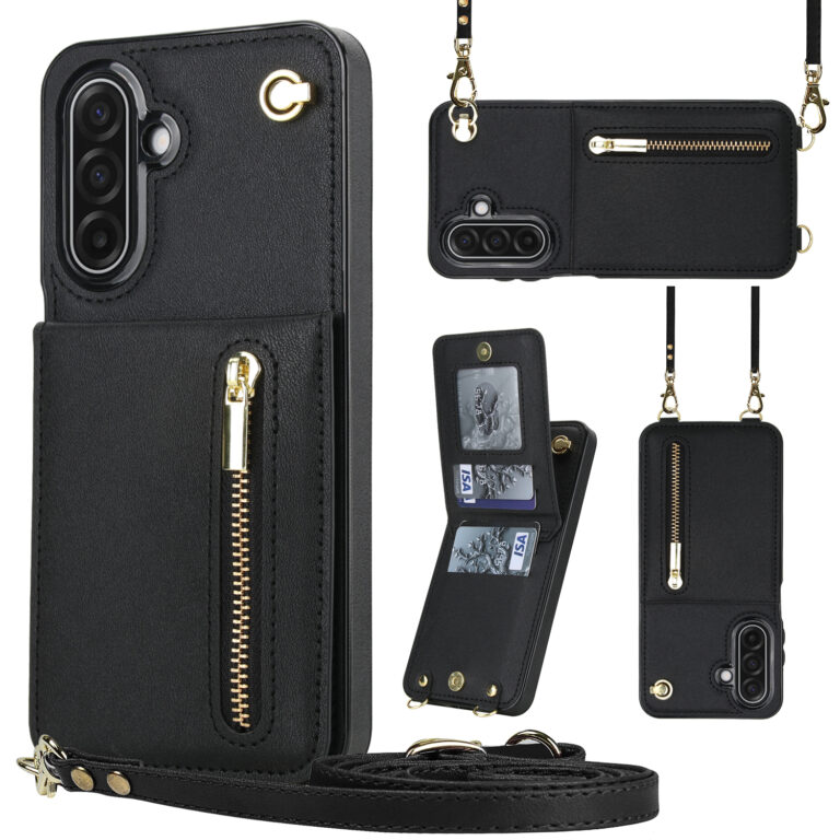 Solidenz Fashion Portemonnee hoesje met koord Samsung Galaxy A17 - Zwart