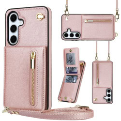 Solidenz Fashion Portemonnee hoesje met koord Samsung Galaxy S25 FE - Roségoud