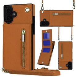 Solidenz Fashion Portemonnee hoesje met koord iPhone 17 - Bruin