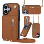 Solidenz Fashion Portemonnee hoesje met koord iPhone 17 - Bruin