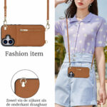 Solidenz Fashion Portemonnee hoesje met koord iPhone 17 – Bruin - 3