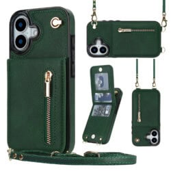 Solidenz Fashion Portemonnee hoesje met koord iPhone 17 - Groen