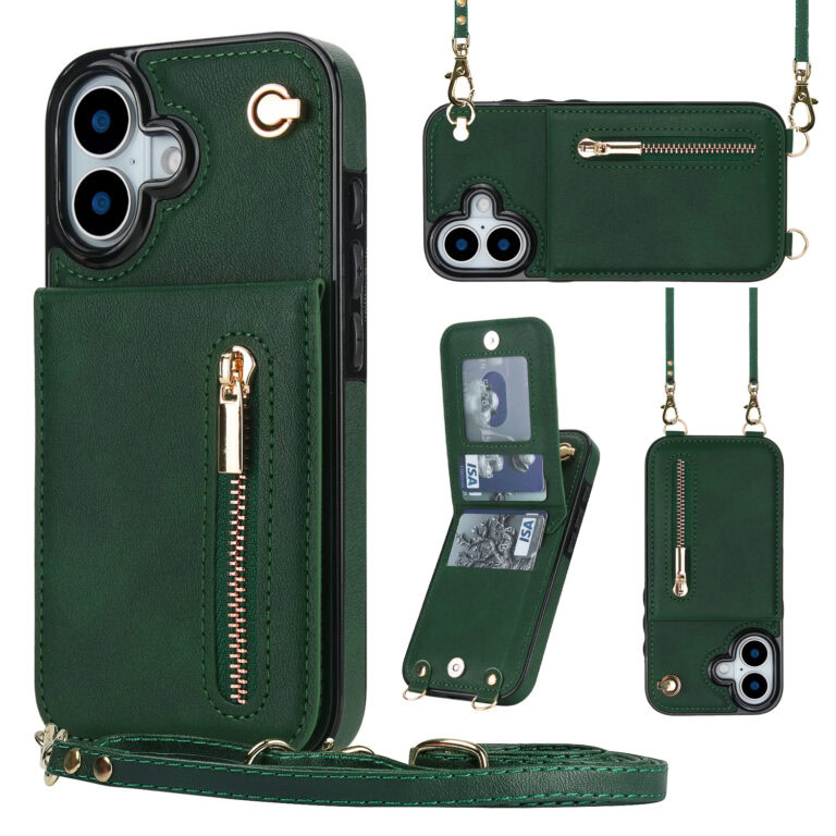 Solidenz Fashion Portemonnee hoesje met koord iPhone 17 - Groen