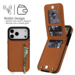 Solidenz Fashion Portemonnee hoesje met koord iPhone 17 Pro Max – Bruin - 1