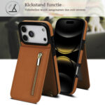 Solidenz Fashion Portemonnee hoesje met koord iPhone 17 Pro Max – Bruin - 3