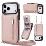 Solidenz Fashion Portemonnee hoesje met koord iPhone 17 Pro - Roségoud
