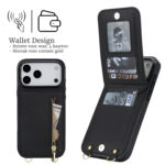 Solidenz Fashion Portemonnee hoesje met koord iPhone 17 Pro – Zwart - 5