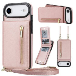 Solidenz Fashion Portemonnee hoesje met koord iPhone Air - Roségoud