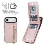 Solidenz Fashion Portemonnee hoesje met koord iPhone Air – Roségoud - 1