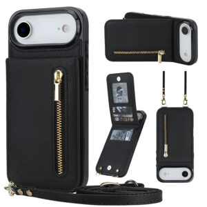 Solidenz Fashion Portemonnee hoesje met koord iPhone Air - Zwart